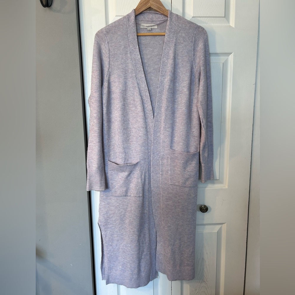 LOFT Soft Purple Knit Wool Blend Cardigan Size S
